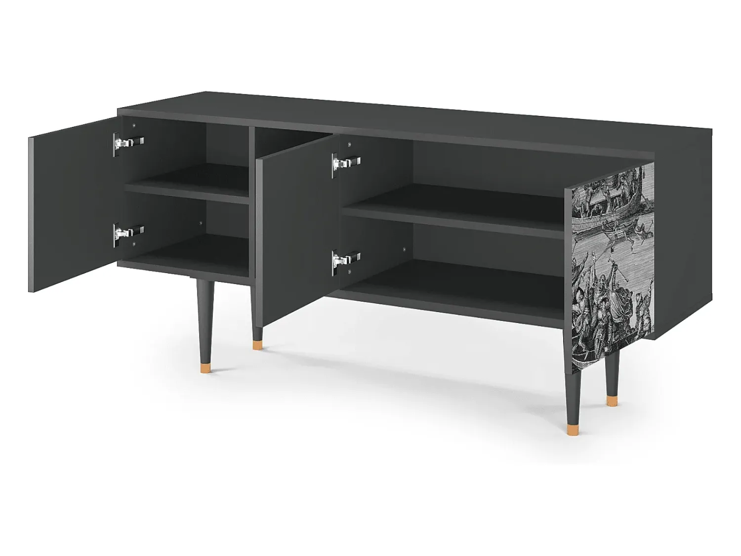 Clearance Mueble de TV - 150х69х41 cm - T5 - Saint Martin, Antracite Cinza antracite