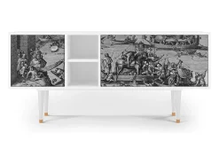 Móvel De Tv* Mueble de TV - 150х69х41 cm - T5 - Saint Martin, Branco Bege