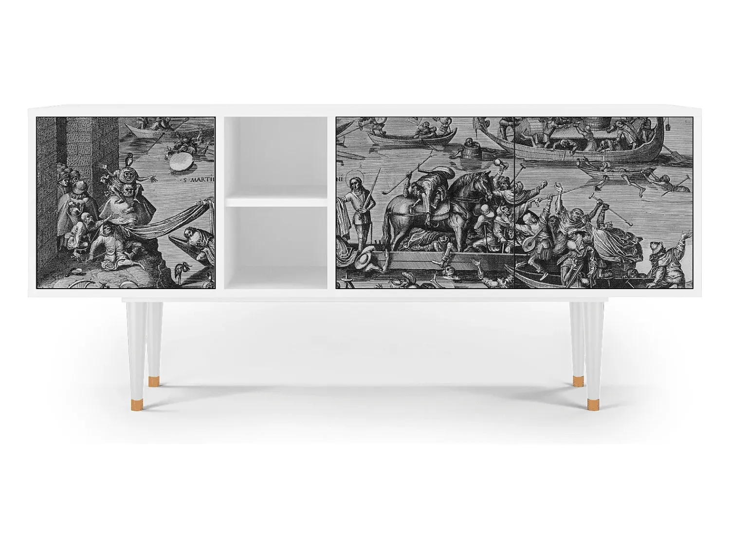 Móvel De Tv* Mueble de TV - 150х69х41 cm - T5 - Saint Martin, Branco Bege