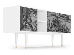 Móvel De Tv* Mueble de TV - 150х69х41 cm - T5 - Saint Martin, Branco Bege