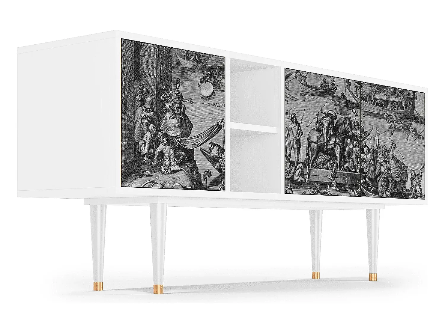 Móvel De Tv* Mueble de TV - 150х69х41 cm - T5 - Saint Martin, Branco Bege
