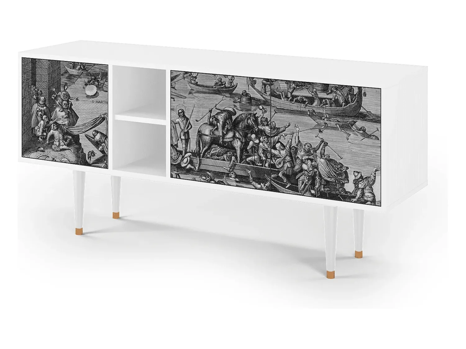 Móvel De Tv* Mueble de TV - 150х69х41 cm - T5 - Saint Martin, Branco Bege