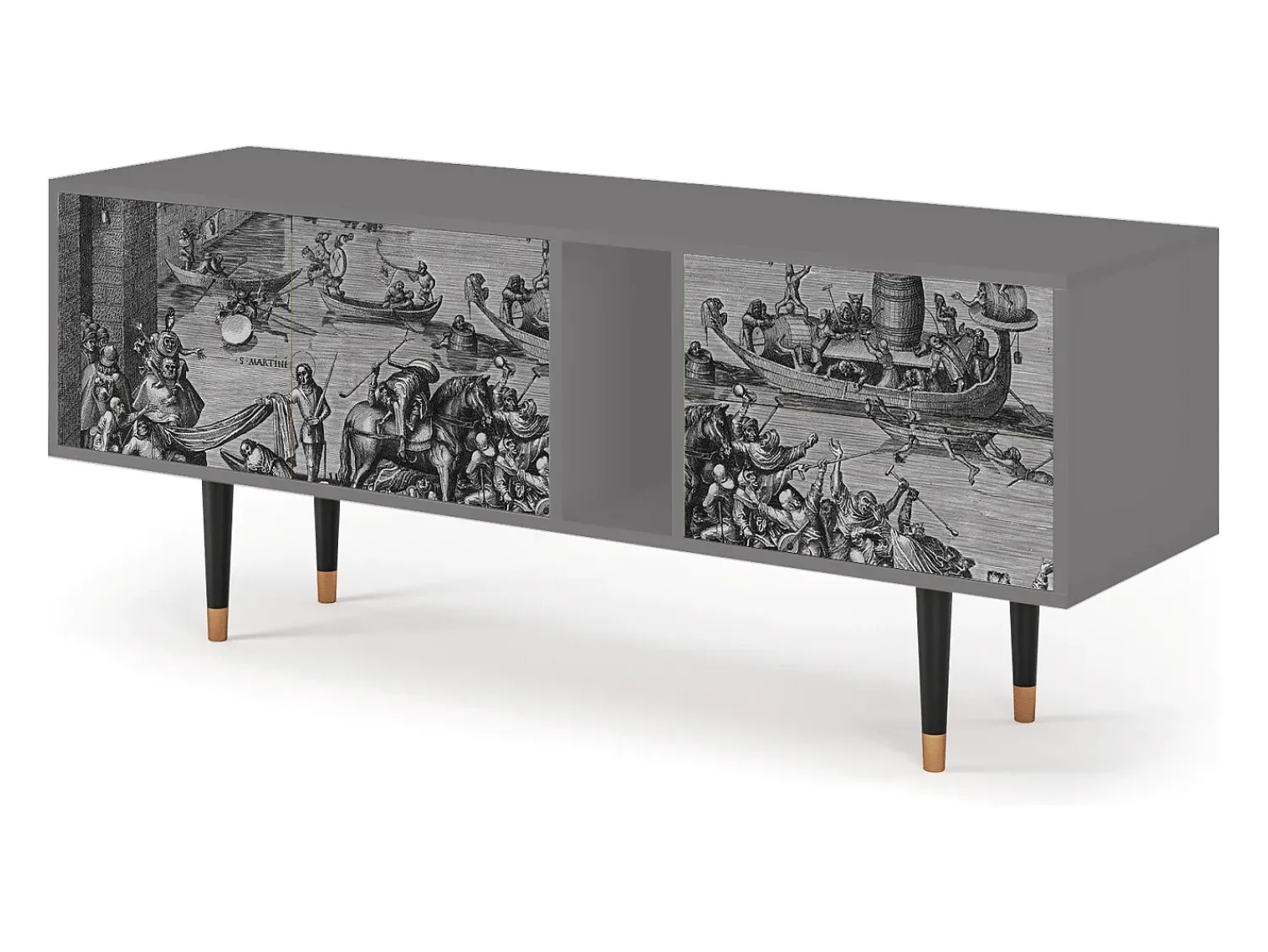 Móvel De Tv| Mueble de TV - 170х69х48 cm - T1 - Saint Martin, Cinza Cinzento