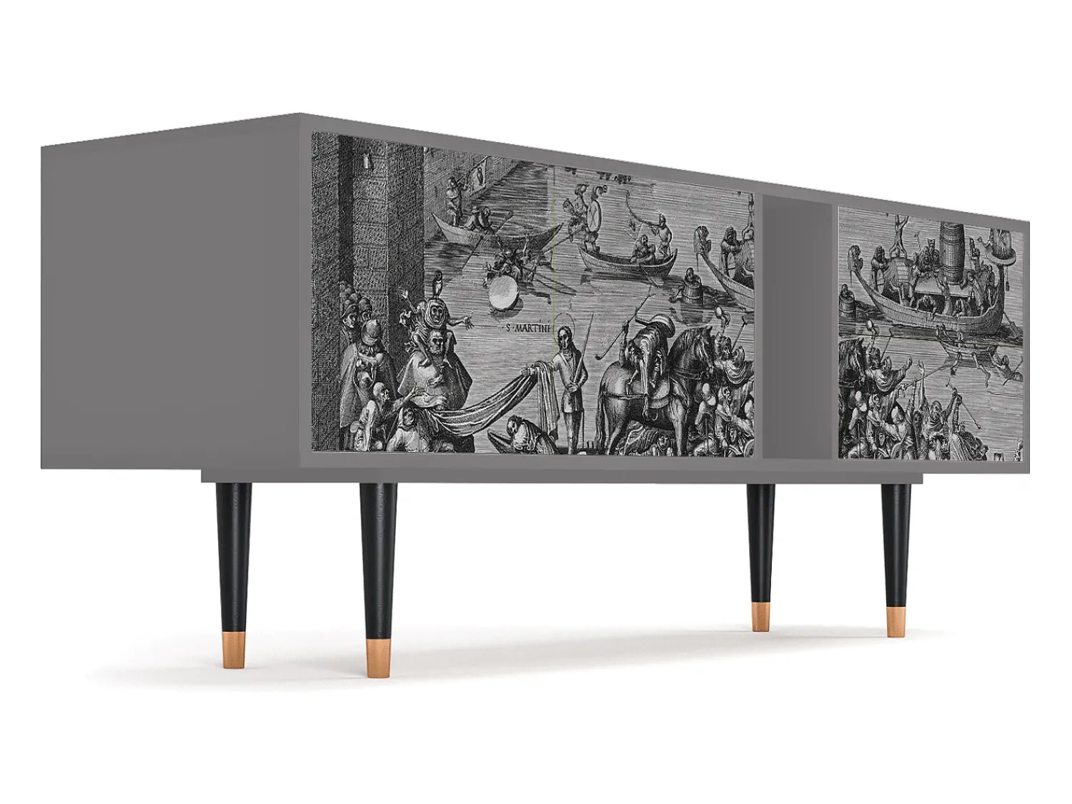 Móvel De Tv| Mueble de TV - 170х69х48 cm - T1 - Saint Martin, Cinza Cinzento