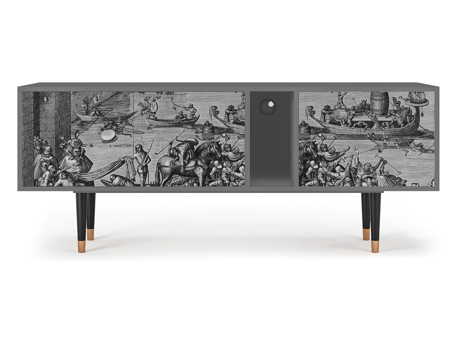 Móvel De Tv| Mueble de TV - 170х69х48 cm - T1 - Saint Martin, Cinza Cinzento