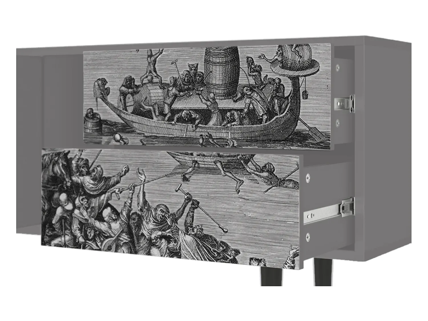 Móvel De Tv| Mueble de TV - 170х69х48 cm - T1 - Saint Martin, Cinza Cinzento
