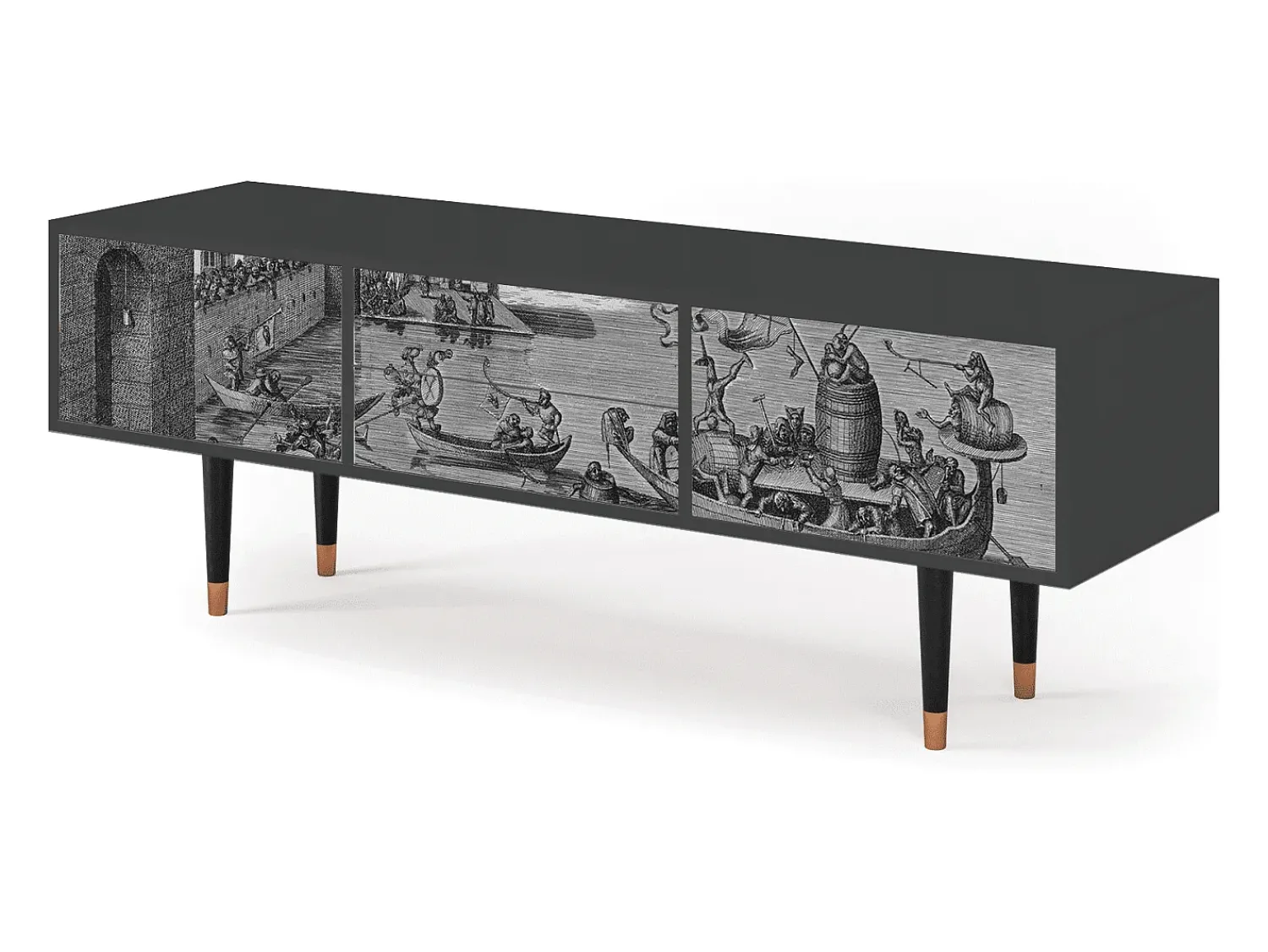 Móvel De Tv* Mueble de TV - 170х59х48 cm - T4 - Saint Martin, Antracite Cinza antracite