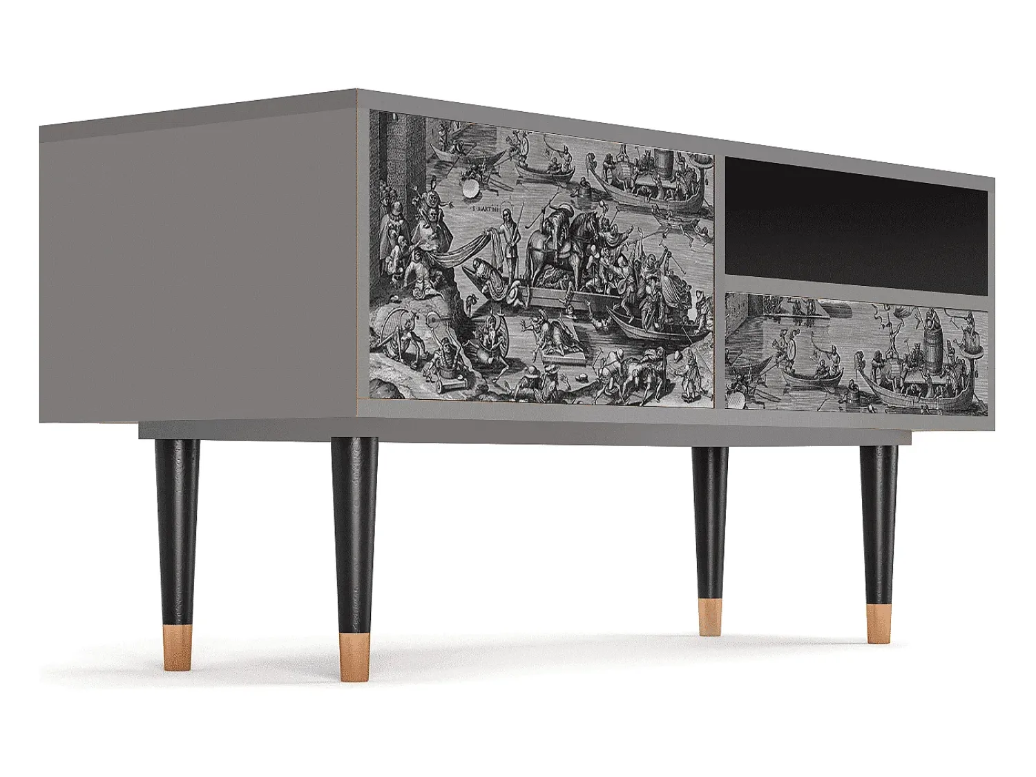 Best Mueble de TV - 115х59х48 cm - T3 - Saint Martin, Cinza Cinzento