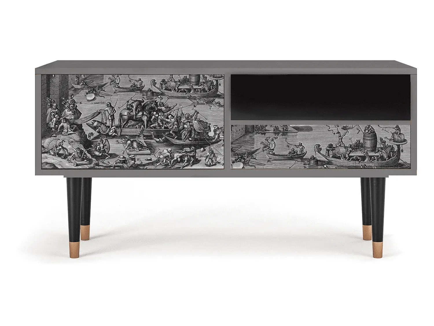 Best Mueble de TV - 115х59х48 cm - T3 - Saint Martin, Cinza Cinzento