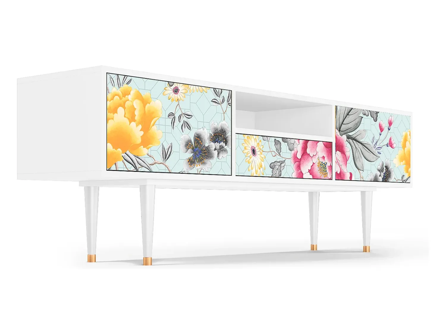 Móvel De Tv| Mueble de TV - 170х59х41 cm - T6 - Sky Garden, Branco Bege