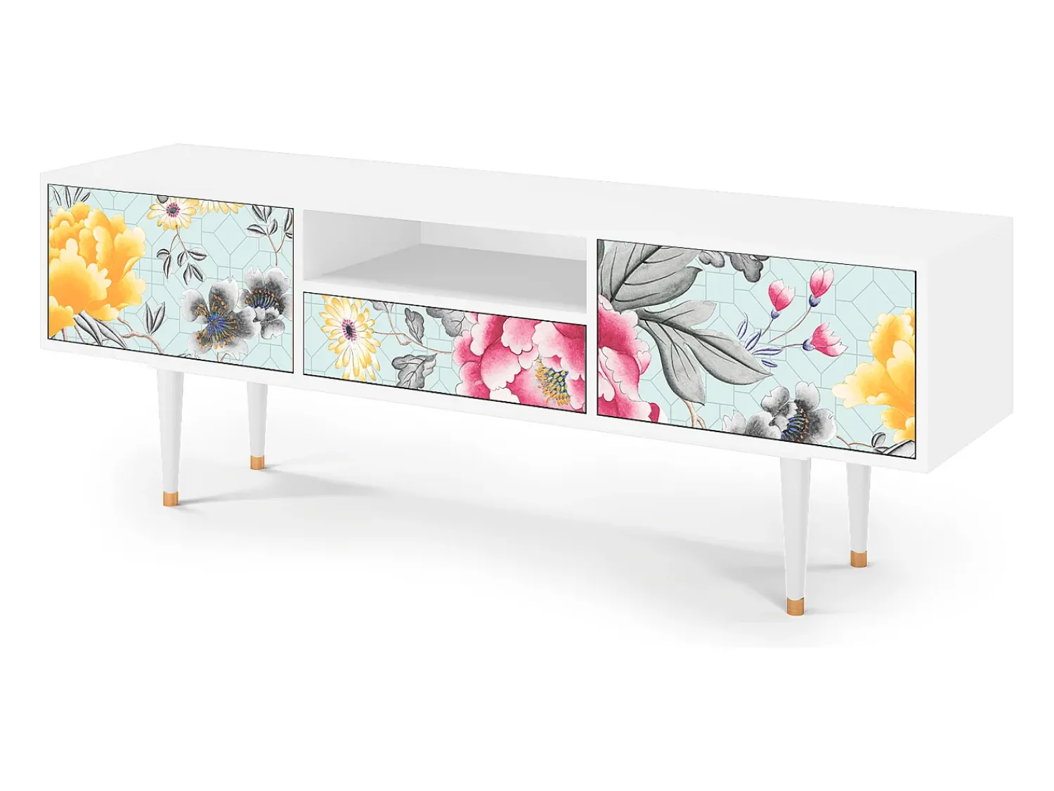 Móvel De Tv| Mueble de TV - 170х59х41 cm - T6 - Sky Garden, Branco Bege