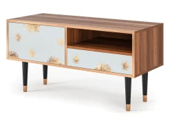Móvel De Tv* Mueble de TV - 115х59х48 cm - T3 - Sky Latte, Nogueira Castanho
