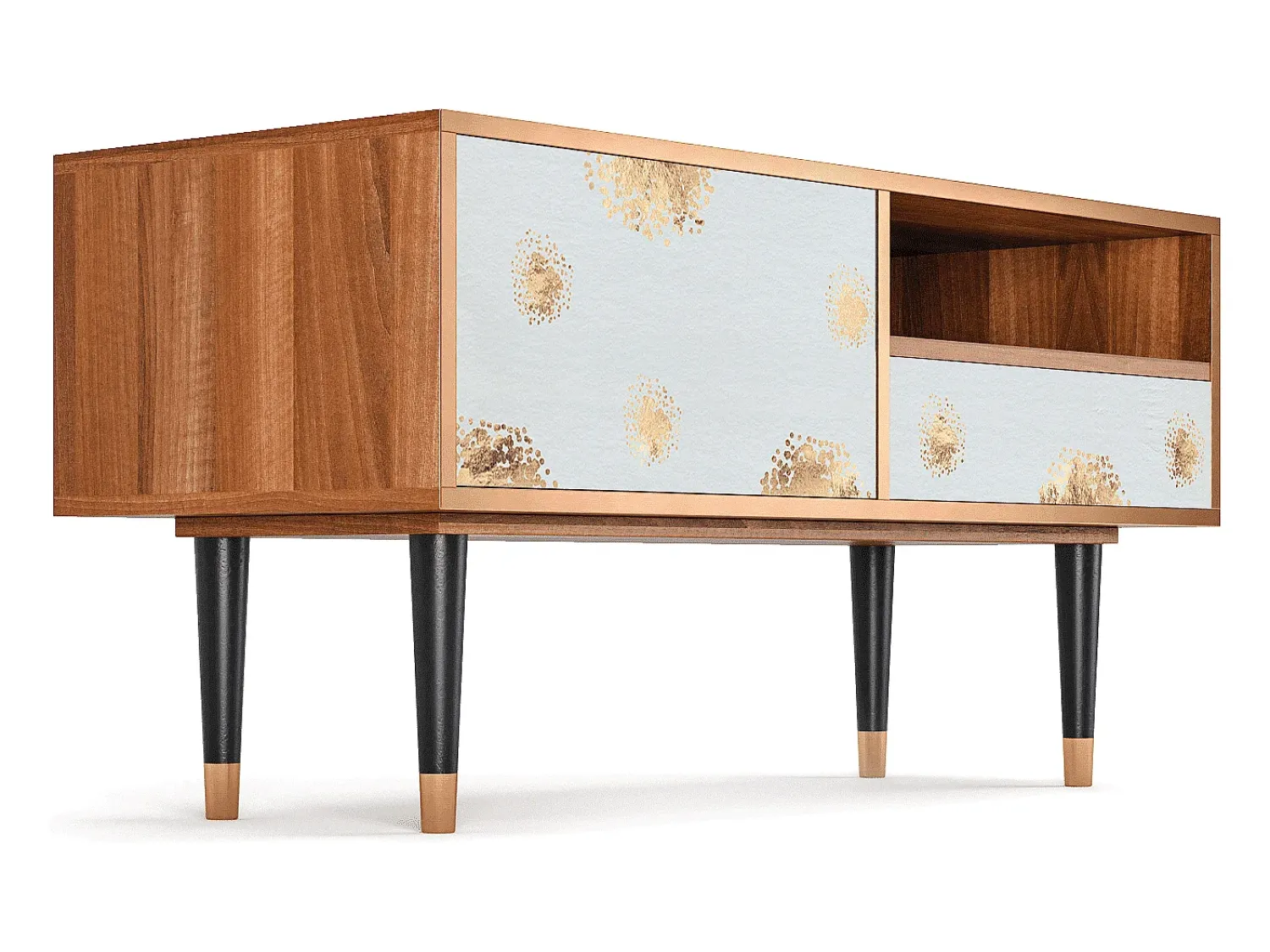 Móvel De Tv* Mueble de TV - 115х59х48 cm - T3 - Sky Latte, Nogueira Castanho