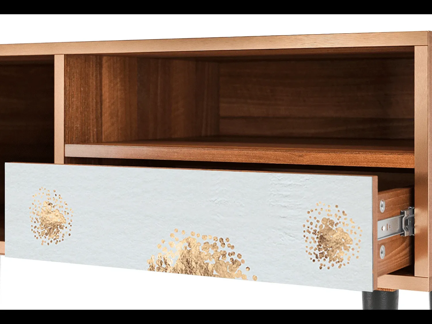 Móvel De Tv* Mueble de TV - 115х59х48 cm - T3 - Sky Latte, Nogueira Castanho