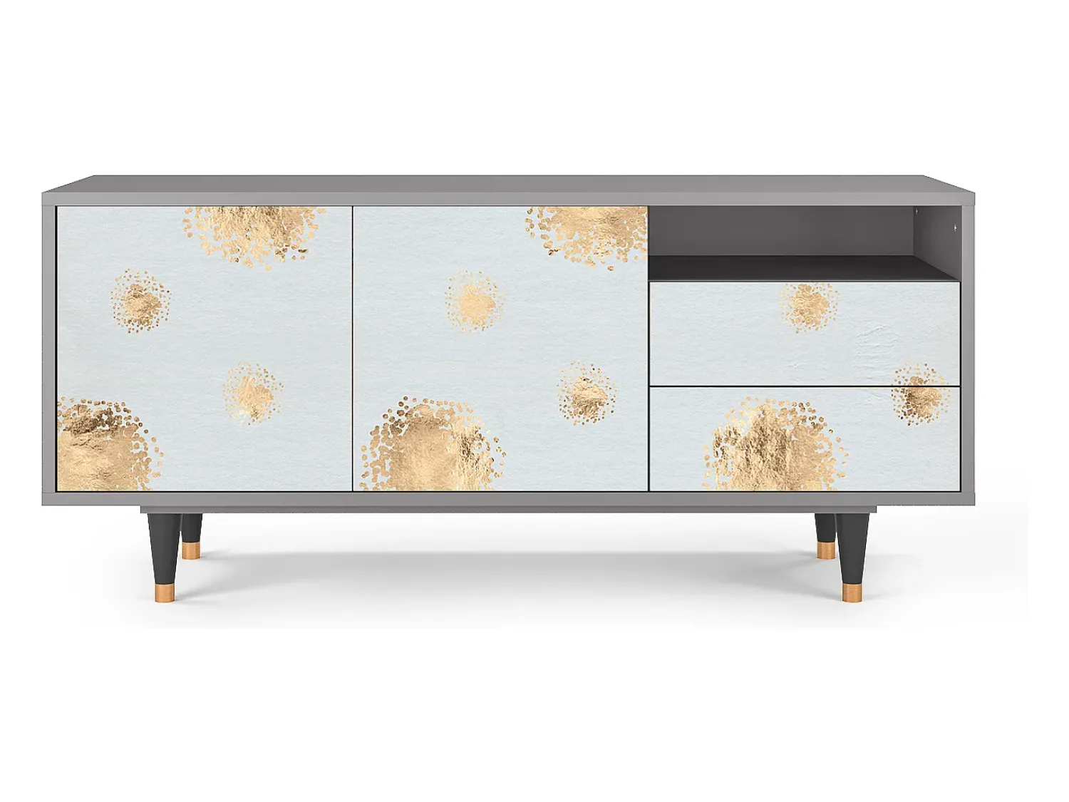 Móvel De Tv| Mueble de TV - 125х56х41 cm - T7 - Sky Latte, Cinza Cinzento