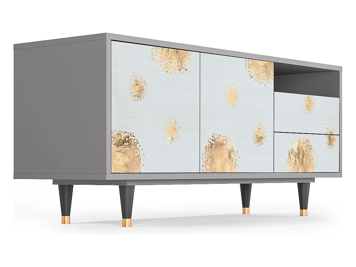 Móvel De Tv| Mueble de TV - 125х56х41 cm - T7 - Sky Latte, Cinza Cinzento