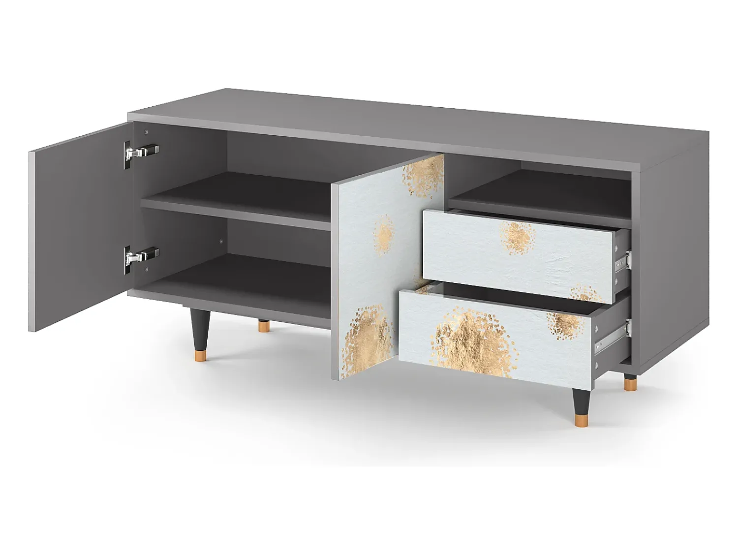 Móvel De Tv| Mueble de TV - 125х56х41 cm - T7 - Sky Latte, Cinza Cinzento