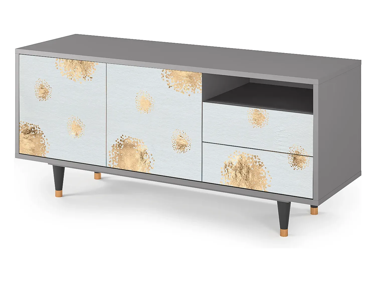 Móvel De Tv| Mueble de TV - 125х56х41 cm - T7 - Sky Latte, Cinza Cinzento