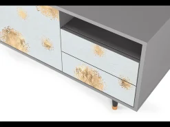 Móvel De Tv| Mueble de TV - 125х56х41 cm - T7 - Sky Latte, Cinza Cinzento