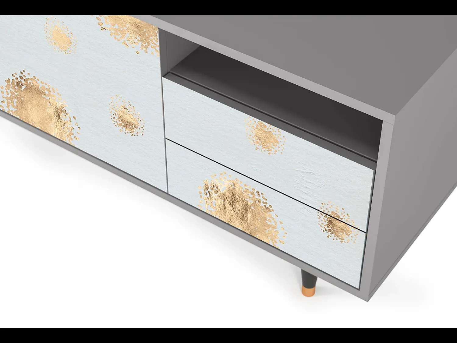 Móvel De Tv| Mueble de TV - 125х56х41 cm - T7 - Sky Latte, Cinza Cinzento