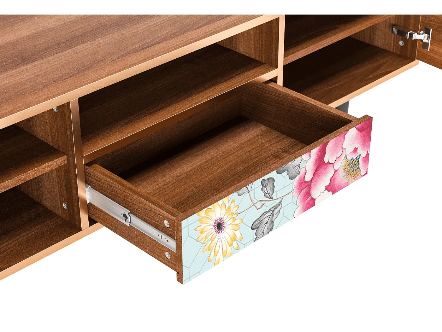 Móvel De Tv| Mueble de TV - 170х59х41 cm - T6 - Sky Garden, Nogueira Castanho