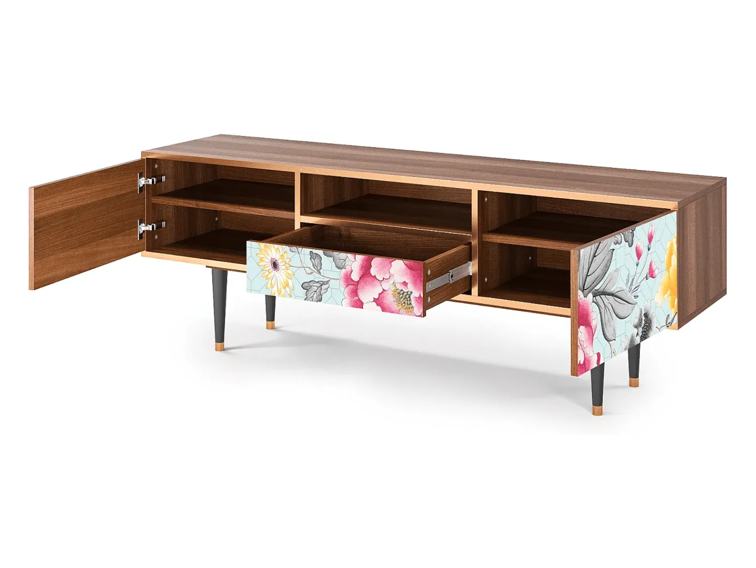 Móvel De Tv| Mueble de TV - 170х59х41 cm - T6 - Sky Garden, Nogueira Castanho