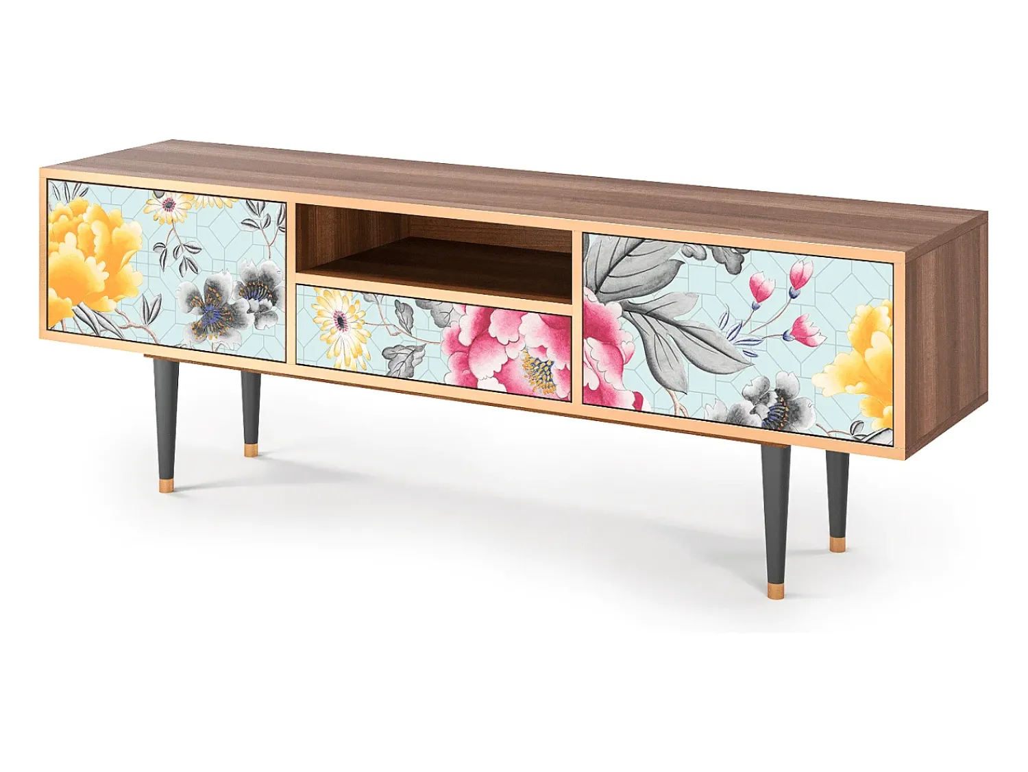 Móvel De Tv| Mueble de TV - 170х59х41 cm - T6 - Sky Garden, Nogueira Castanho