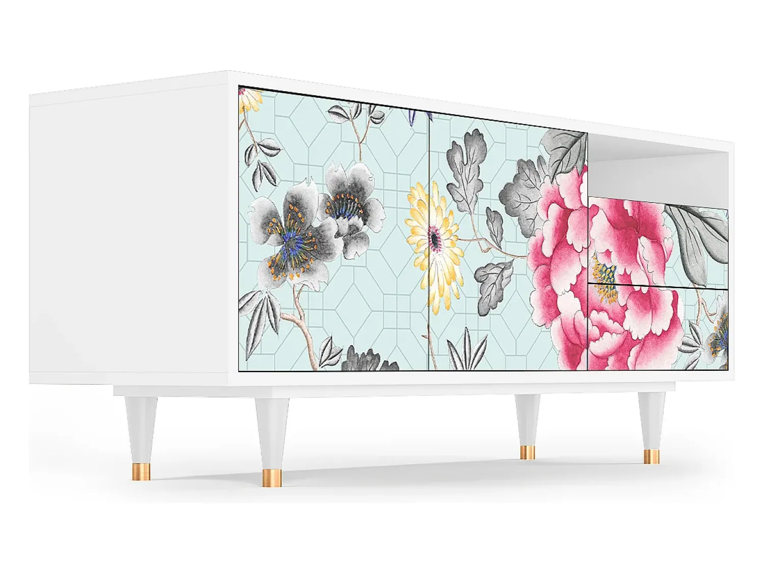 Mueble de TV - 125х56х41 cm - T7 - Sky Garden, Branco^ Móvel De Tv