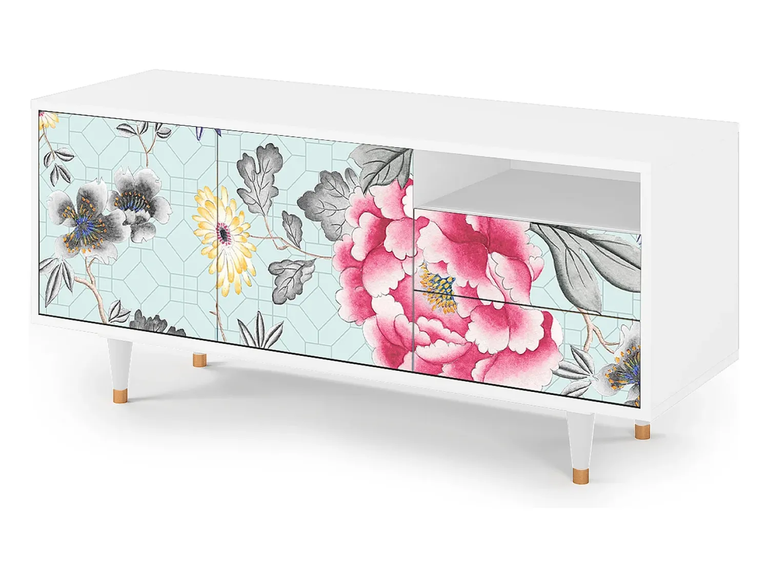 Mueble de TV - 125х56х41 cm - T7 - Sky Garden, Branco^ Móvel De Tv
