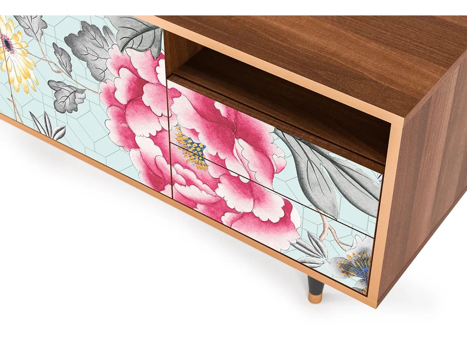 Móvel De Tv| Mueble de TV - 125х56х41 cm - T7 - Sky Garden, Nogueira Castanho