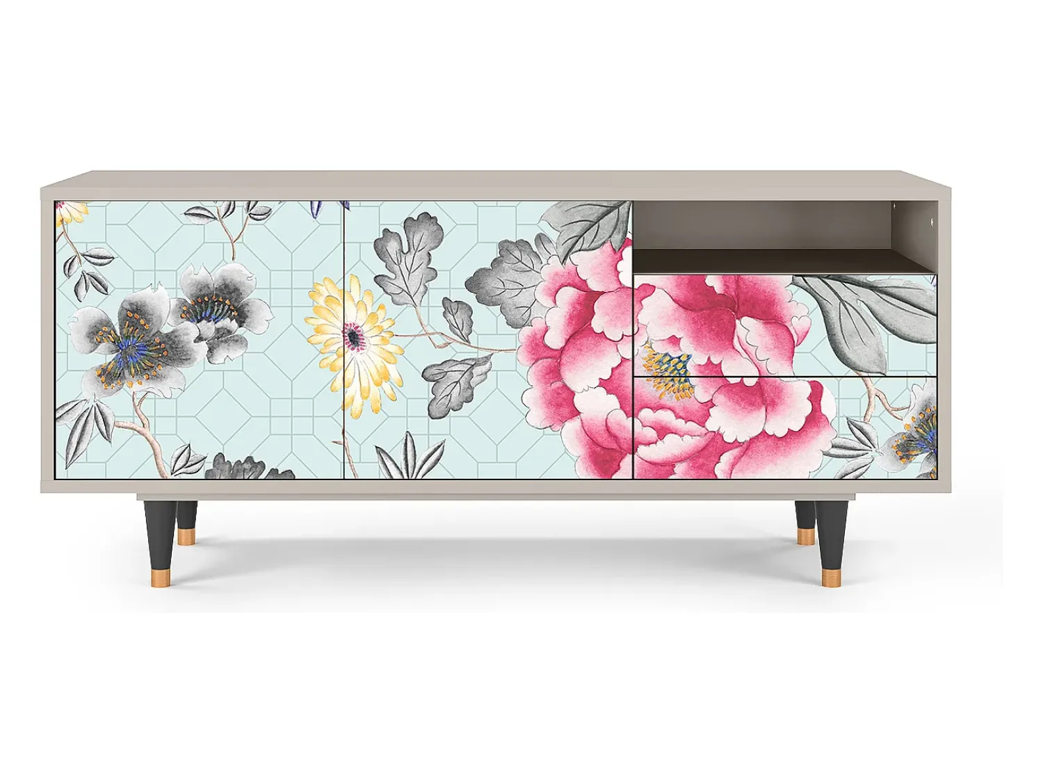 Móvel De Tv* Mueble de TV - 125х56х41 cm - T7 - Sky Garden, Areia Bege