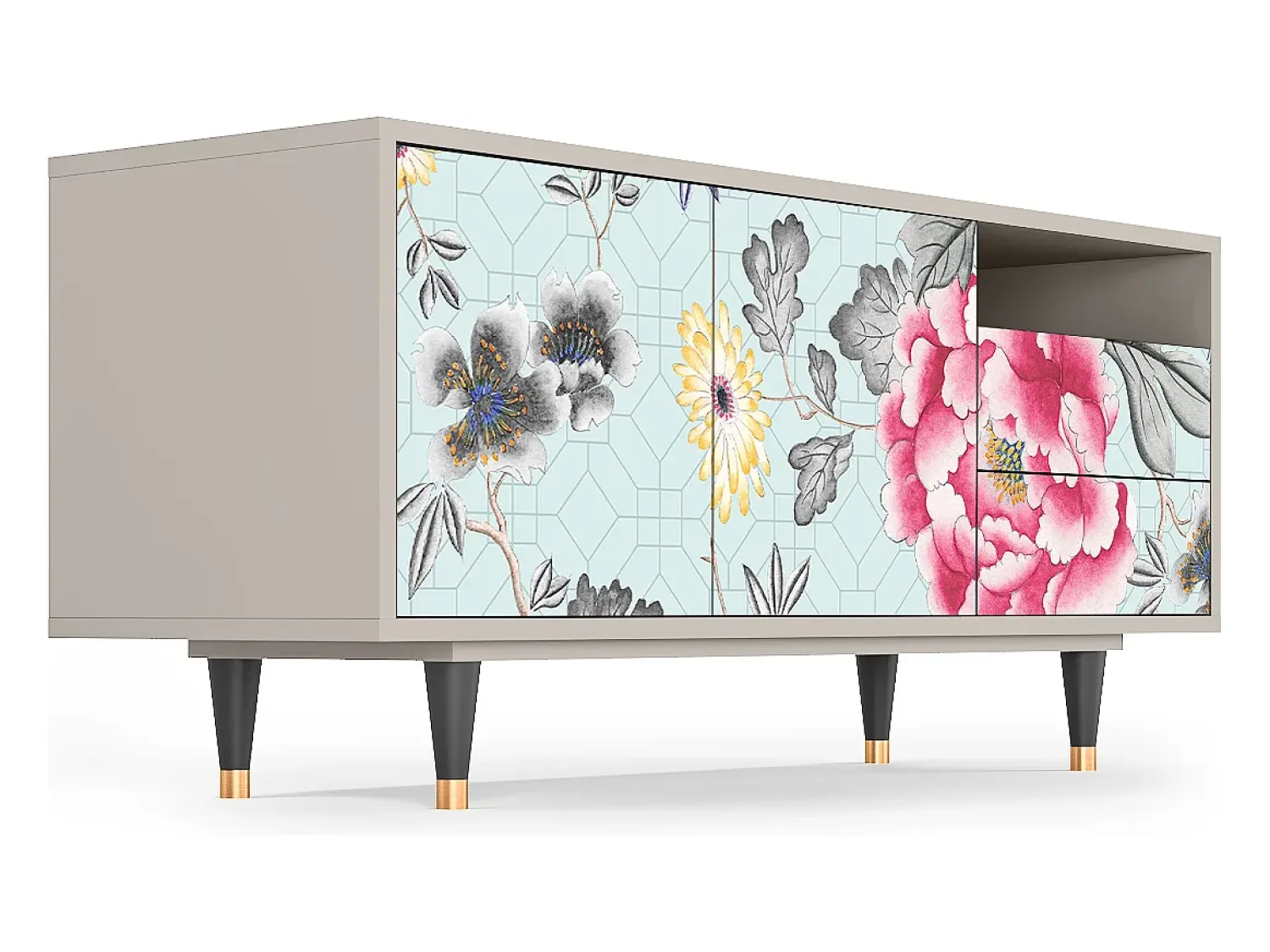 Móvel De Tv* Mueble de TV - 125х56х41 cm - T7 - Sky Garden, Areia Bege