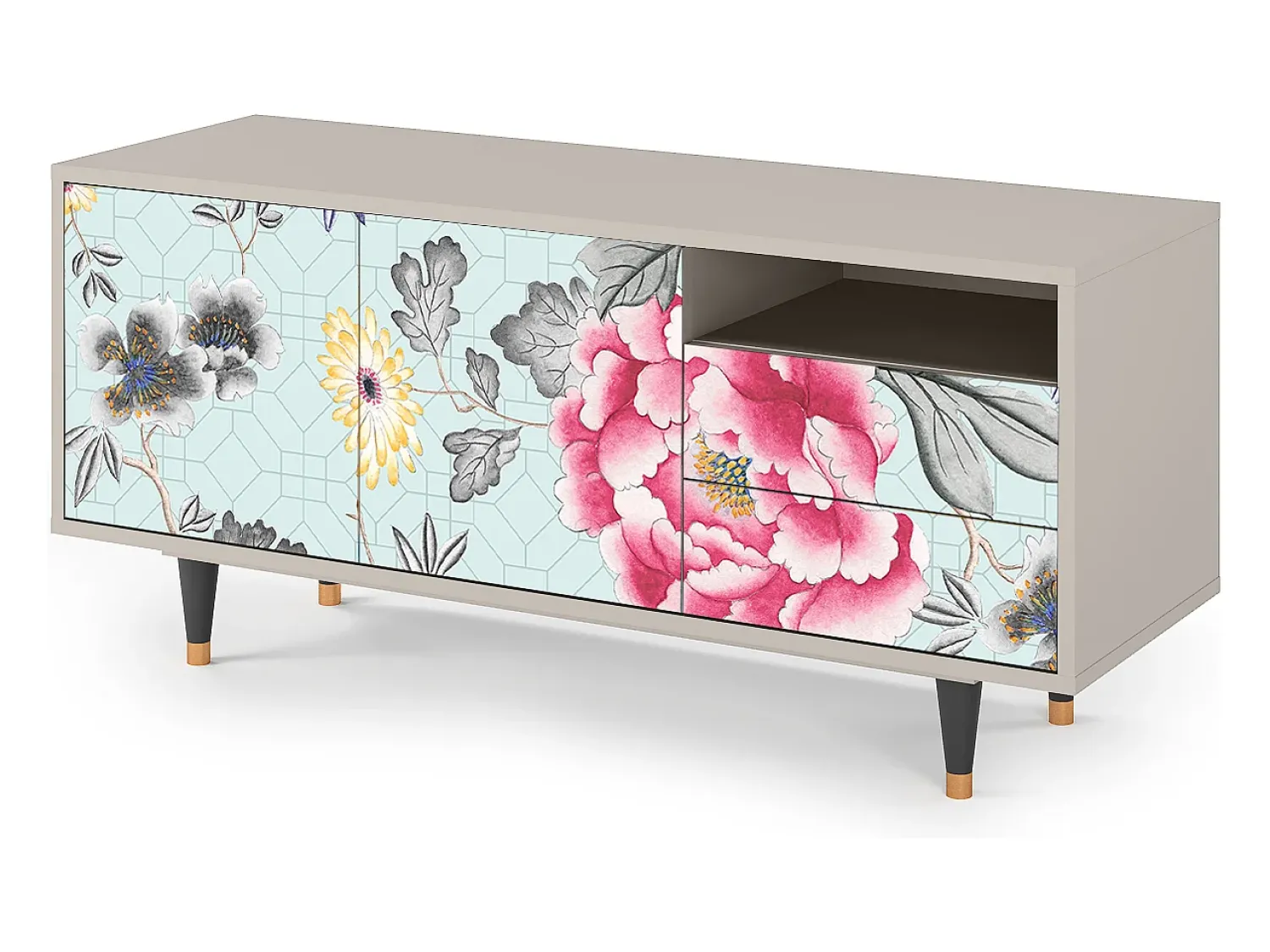 Móvel De Tv* Mueble de TV - 125х56х41 cm - T7 - Sky Garden, Areia Bege