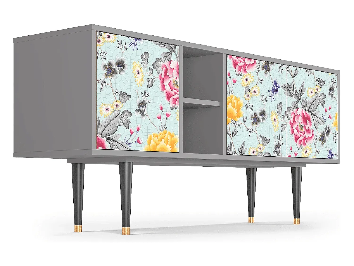 Móvel De Tv| Mueble de TV - 150х69х41 cm - T5 - Sky Garden, Cinza Cinzento