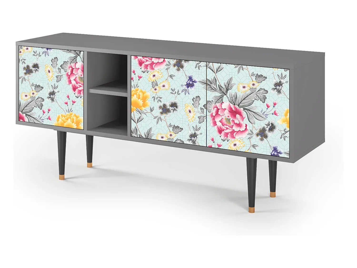 Móvel De Tv| Mueble de TV - 150х69х41 cm - T5 - Sky Garden, Cinza Cinzento