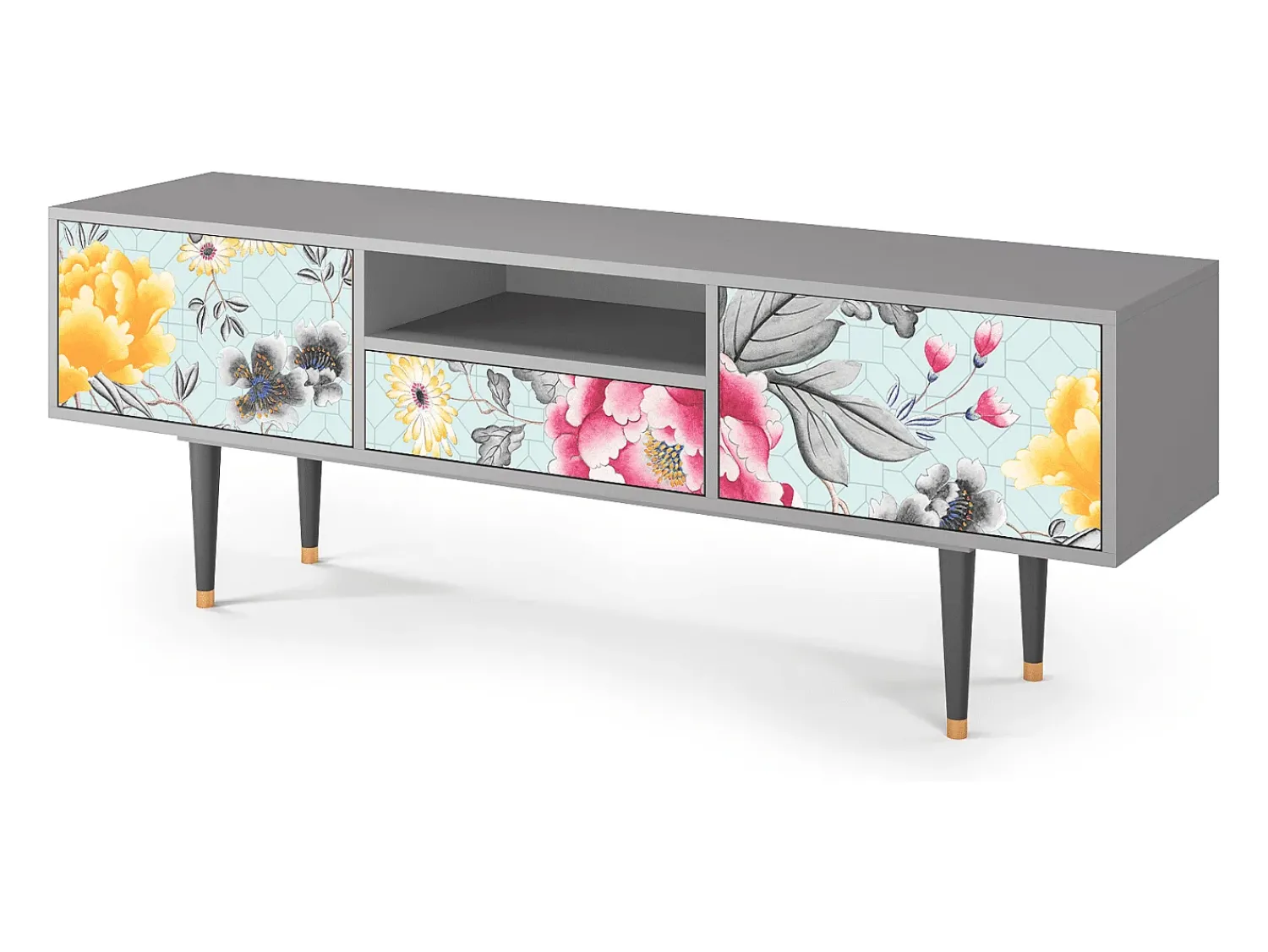 Móvel De Tv| Mueble de TV - 170х59х41 cm - T6 - Sky Garden, Cinza Cinzento