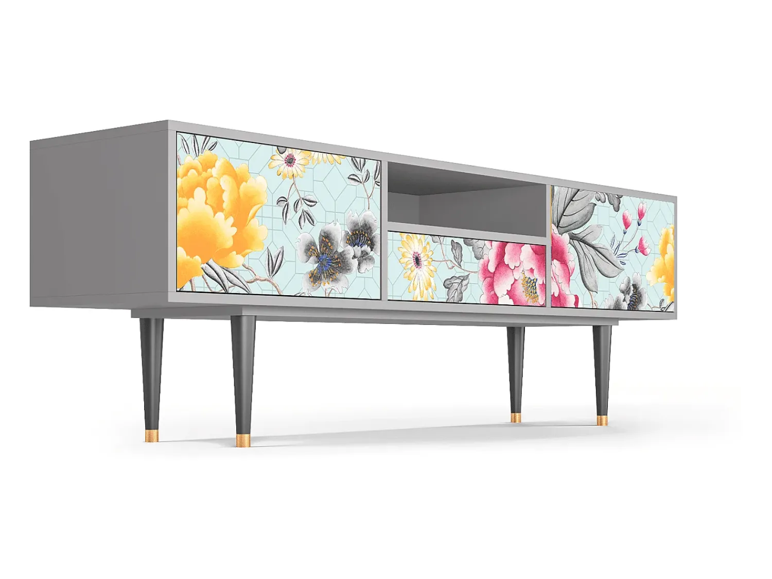 Móvel De Tv| Mueble de TV - 170х59х41 cm - T6 - Sky Garden, Cinza Cinzento