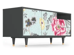 Móvel De Tv* Mueble de TV - 125х56х41 cm - T7 - Sky Garden, Antracite Cinza antracite