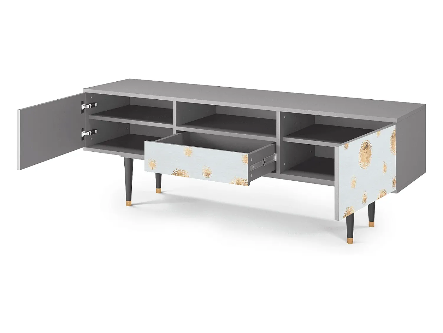 Móvel De Tv* Mueble de TV - 170х59х41 cm - T6 - Sky Latte, Cinza Cinzento