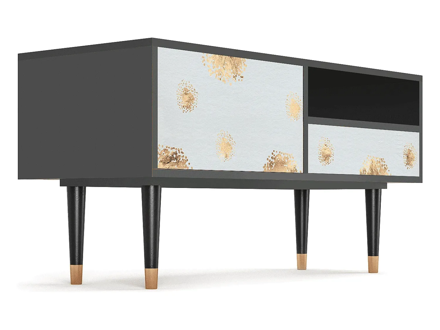 Móvel De Tv* Mueble de TV - 115х59х48 cm - T3 - Sky Latte, Antracite Cinza antracite