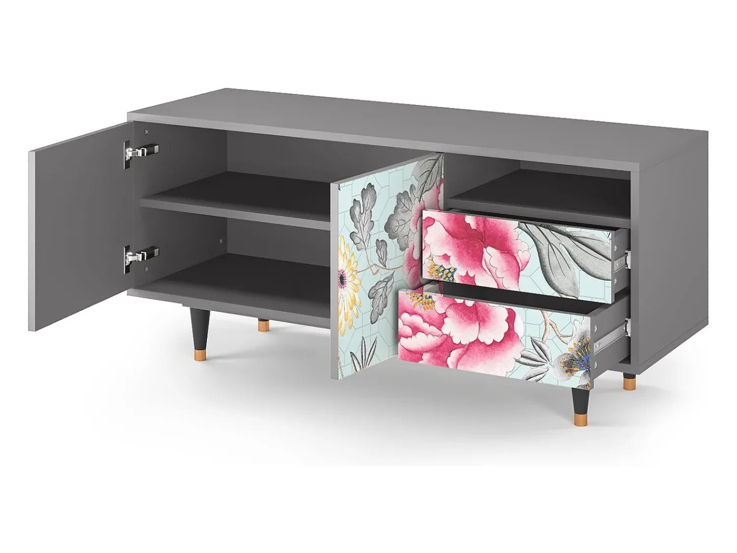 Online Mueble de TV - 125х56х41 cm - T7 - Sky Garden, Cinza Cinzento