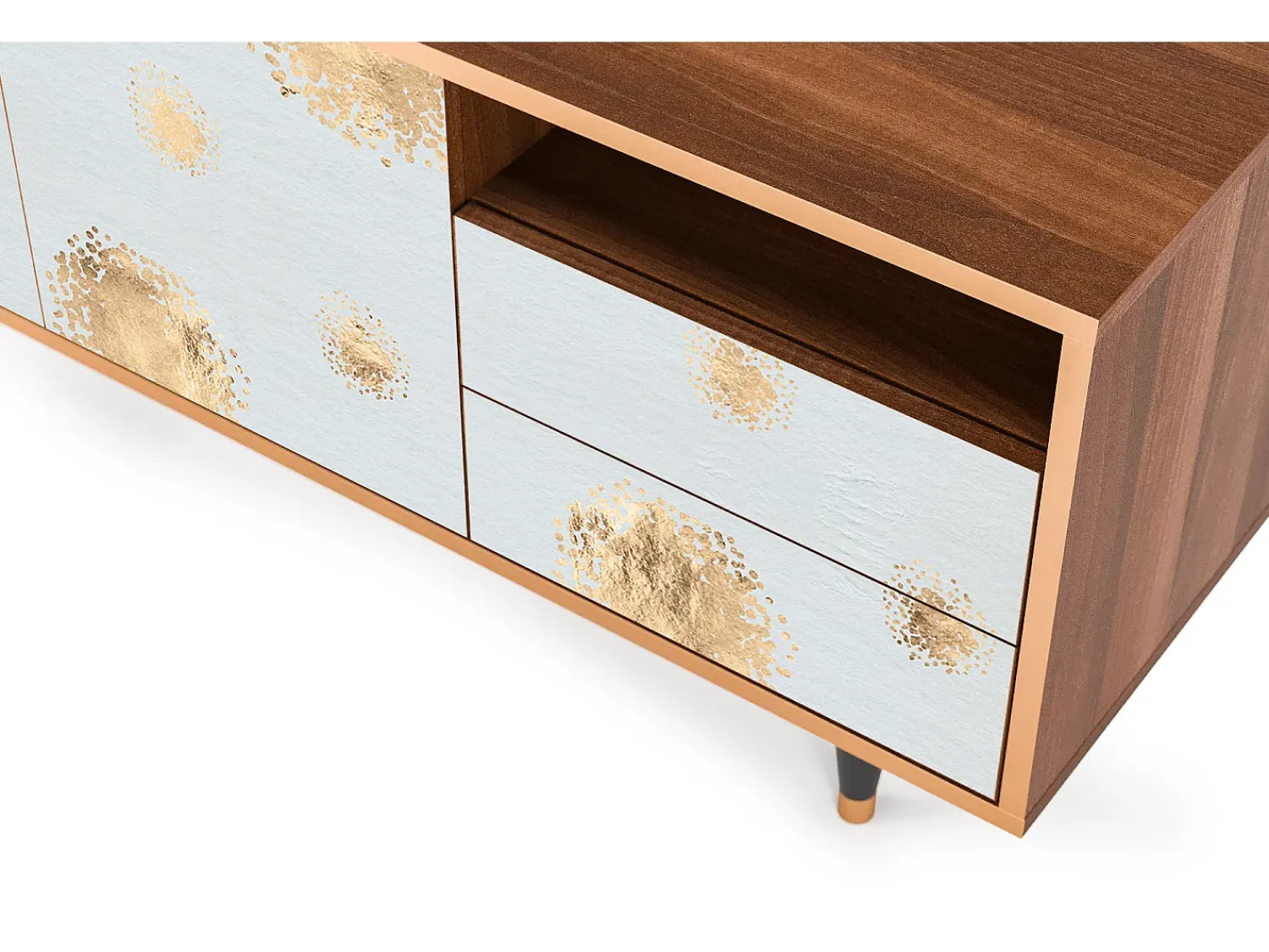 Móvel De Tv* Mueble de TV - 125х56х41 cm - T7 - Sky Latte, Nogueira Castanho