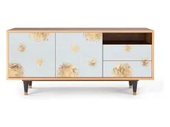 Móvel De Tv* Mueble de TV - 125х56х41 cm - T7 - Sky Latte, Nogueira Castanho