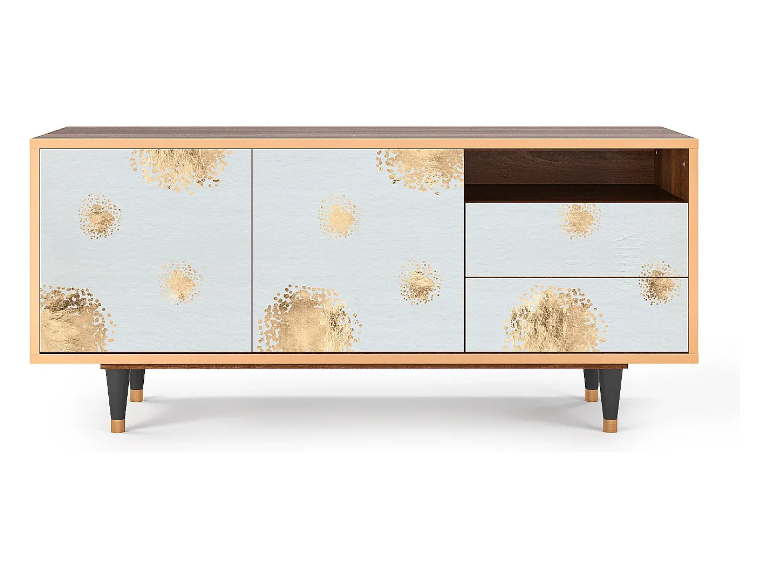 Móvel De Tv* Mueble de TV - 125х56х41 cm - T7 - Sky Latte, Nogueira Castanho