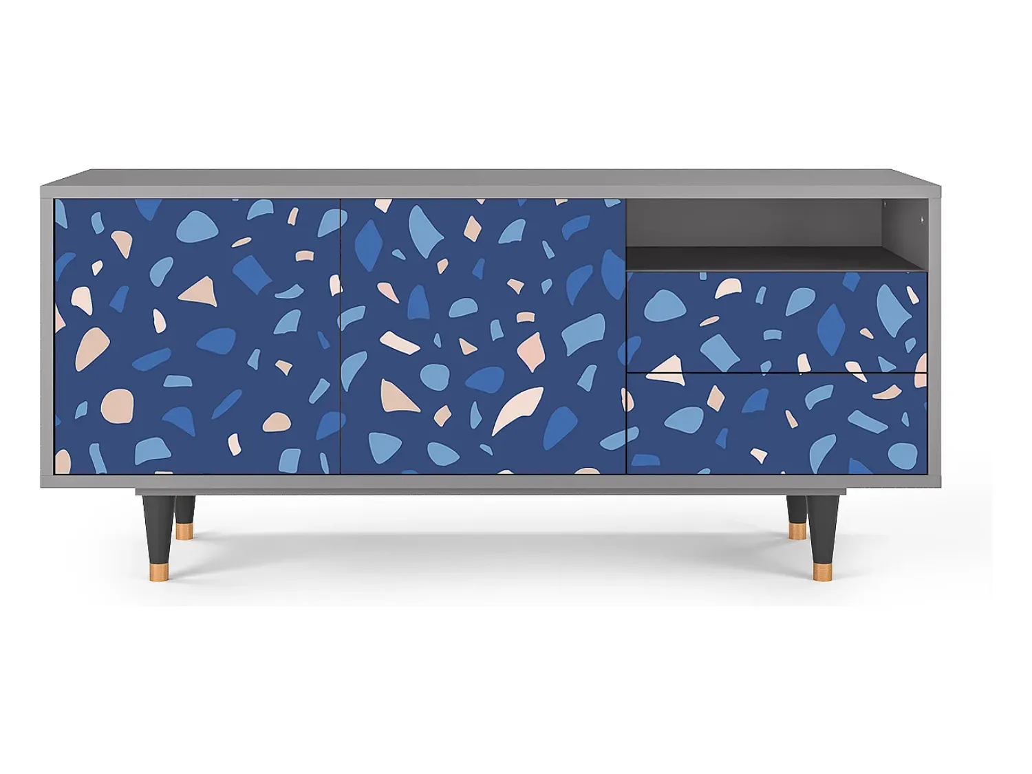 Móvel De Tv* Mueble de TV - 125х56х41 cm - T7 - Soap Whirpool, Cinza Cinzento