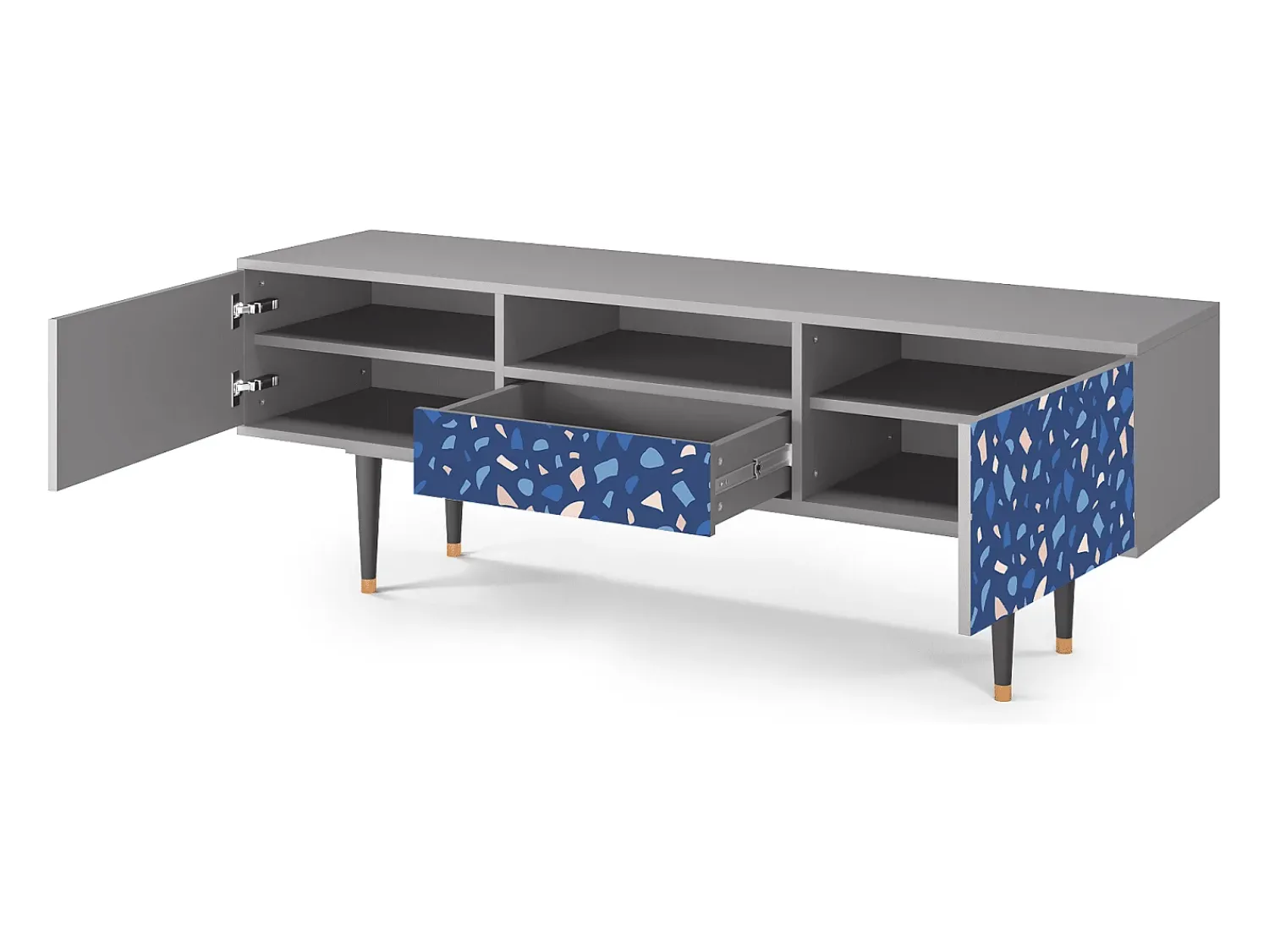 New Mueble de TV - 170х59х41 cm - T6 - Soap Whirpool, Cinza Cinzento