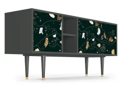 Móvel De Tv| Mueble de TV - 150х69х41 cm - T5 - Space Rocks, Antracite Cinza antracite