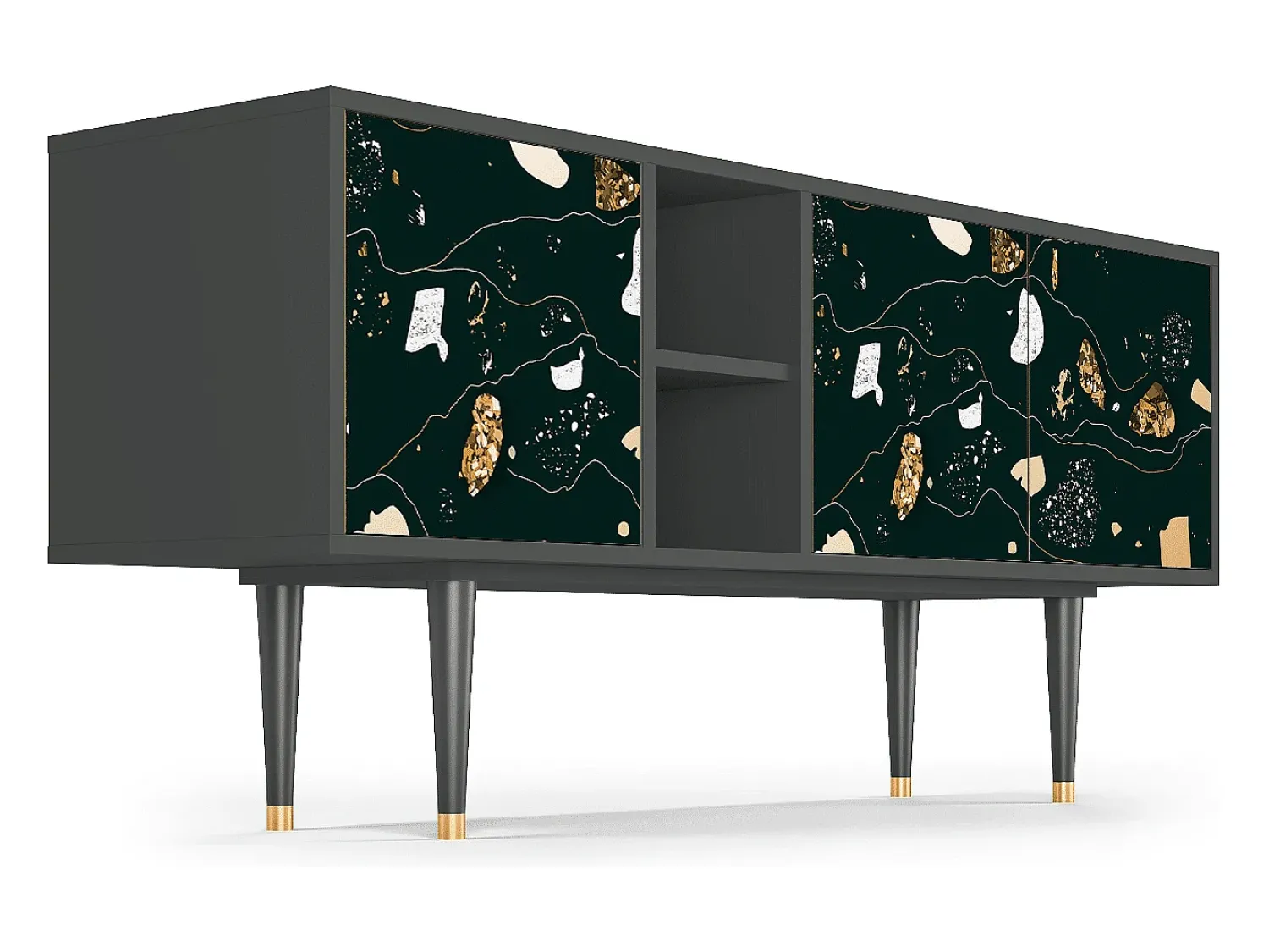 Móvel De Tv| Mueble de TV - 150х69х41 cm - T5 - Space Rocks, Antracite Cinza antracite