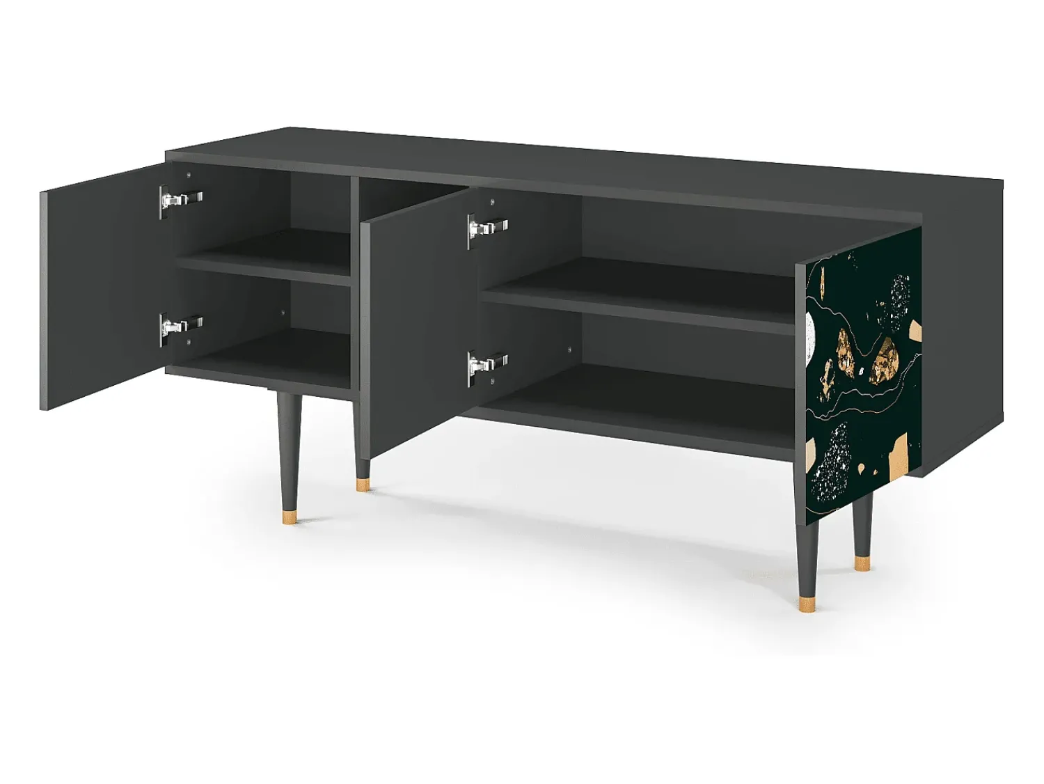 Móvel De Tv| Mueble de TV - 150х69х41 cm - T5 - Space Rocks, Antracite Cinza antracite