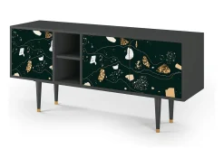 Móvel De Tv| Mueble de TV - 150х69х41 cm - T5 - Space Rocks, Antracite Cinza antracite
